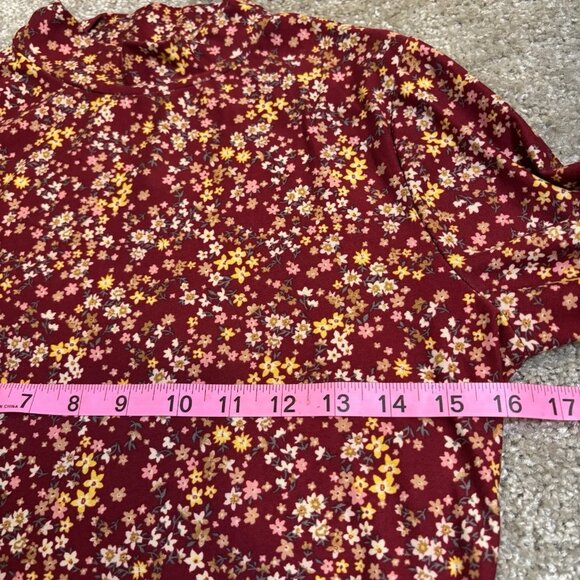 NWT Lulu's Women's Floral Long Sleeve Mock Neck Top Burgundy Size Large #239 - Picture 9 of 10